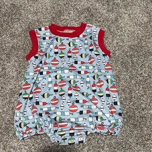 Playful Buoy Pattern Kids Pajama Set with Red Trim